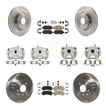 Front Rear Disc Brake Caliper Rotor Ceramic Pad Kit (10Pc) For 2014-2015 Nissan Rogue SL KC8-102324N