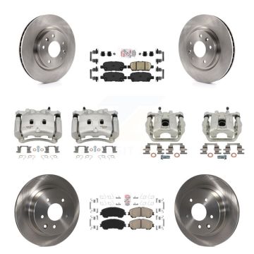 Front Rear Disc Brake Caliper Rotors And Ceramic Pads Kit (10Pc) For Nissan Rogue KC8-102336N