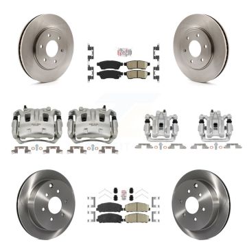 Front Rear Disc Brake Caliper Rotors And Ceramic Pads Kit (10Pc) For Suzuki Equator KC8-102352N