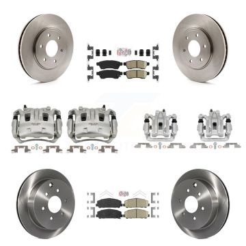 Front Rear Disc Brake Caliper Rotors And Ceramic Pads Kit (10Pc) For Suzuki Equator KC8-102353N
