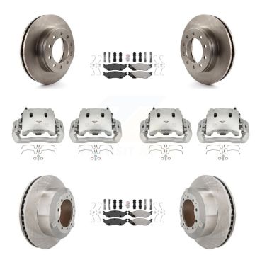 Front Rear Brake Caliper Rotors & Semi-Metallic Pad Kit (10Pc) For Ford F-450 Super Duty KC8-102355N