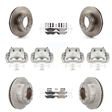 Front Rear Brake Caliper Rotors & Semi-Metallic Pad Kit (10Pc) For Ford F-450 Super Duty KC8-102356N