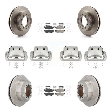 Front Rear Brake Caliper Rotors & Semi-Metallic Pad Kit (10Pc) For Ford F-450 Super Duty KC8-102358N