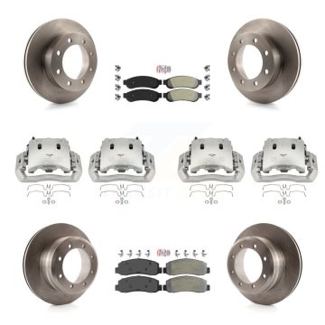 Front Rear Brake Caliper Rotors & Semi-Metallic Pad Kit (10Pc) For Ford F-450 Super Duty KC8-102363N