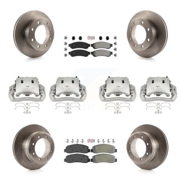 Front Rear Brake Caliper Rotors & Semi-Metallic Pad Kit (10Pc) For Ford F-450 Super Duty KC8-102365N