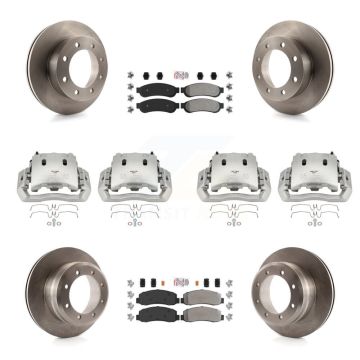 Front Rear Brake Caliper Rotors & Semi-Metallic Pad Kit (10Pc) For Ford F-450 Super Duty KC8-102366N