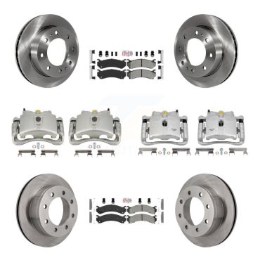 Front Rear Brake Caliper Rotors Semi-Metallic Pad Kit (10Pc) For GMC Chevrolet Sierra HD KC8-102375N