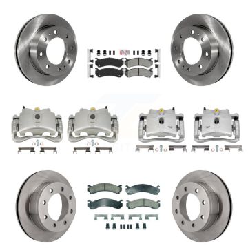 Front Rear Brake Caliper Rotors Ameribrakes Pad Kit (10Pc) For GMC Chevrolet Sierra 2500 KC8-102377N