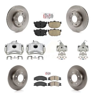 Front Rear Disc Brake Caliper Rotors Ameribrakes Pad Kit (10Pc) For Kia Spectra Spectra5 KC8-102379N