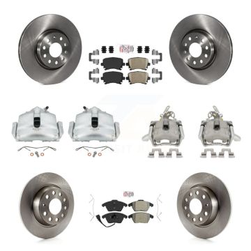 Front Rear Disc Brake Caliper Rotors And Ameribrakes Pads Kit (10Pc) For Volkswagen GTI KC8-102380N