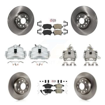 Front Rear Disc Brake Caliper Rotors And Ameribrakes Pads Kit (10Pc) For Volkswagen GTI KC8-102383N