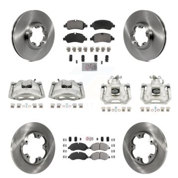 Front Rear Disc Brake Caliper Rotors & Semi-Metallic Pad Kit (10Pc) For Ford Transit-250 KC8-102388N