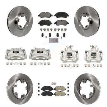 Front Rear Disc Brake Caliper Rotors & Semi-Metallic Pad Kit (10Pc) For Ford Transit-250 KC8-102389N