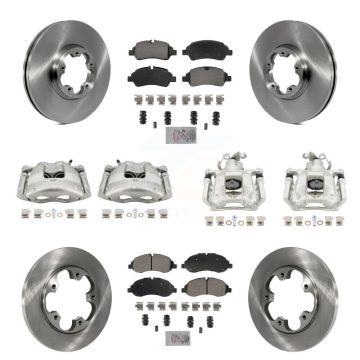 Front Rear Disc Brake Caliper Rotors & Semi-Metallic Pad Kit (10Pc) For Ford Transit-250 KC8-102390N