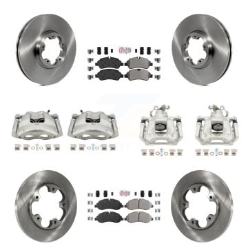 Front Rear Disc Brake Caliper Rotors & Semi-Metallic Pad Kit (10Pc) For Ford Transit-250 KC8-102391N