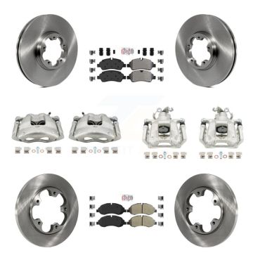 Front Rear Disc Brake Caliper Rotors & Semi-Metallic Pad Kit (10Pc) For Ford Transit-250 KC8-102392N