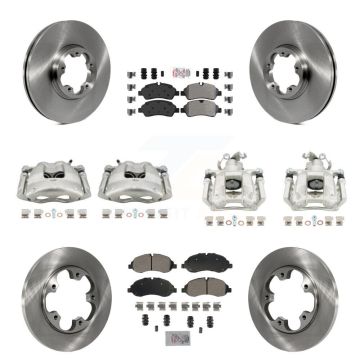Front Rear Disc Brake Caliper Rotors & Semi-Metallic Pad Kit (10Pc) For Ford Transit-250 KC8-102393N