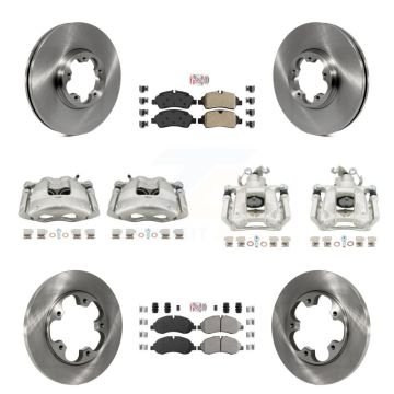 Front Rear Disc Brake Caliper Rotors & Semi-Metallic Pad Kit (10Pc) For Ford Transit-250 KC8-102394N