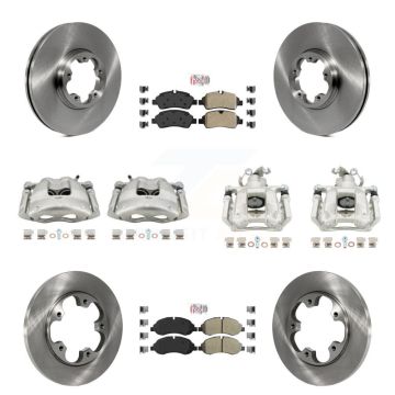 Front Rear Disc Brake Caliper Rotors & Semi-Metallic Pad Kit (10Pc) For Ford Transit-250 KC8-102395N