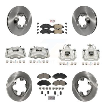 Front Rear Disc Brake Caliper Rotors & Semi-Metallic Pad Kit (10Pc) For Ford Transit-250 KC8-102396N