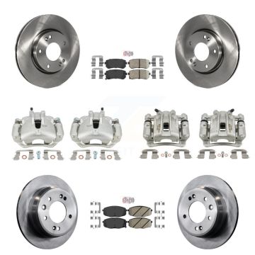 Front Rear Disc Brake Caliper Rotors And Ceramic Pads Kit (10Pc) For Hyundai Elantra KC8-102427N
