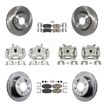 Front Rear Disc Brake Caliper Rotors And Ceramic Pads Kit (10Pc) For Hyundai Elantra KC8-102428N