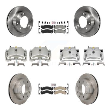 Front Rear Brake Caliper Rotors Ameribrakes Pad Kit (10Pc) For GMC Chevrolet Sierra 2500 KC8-102457N