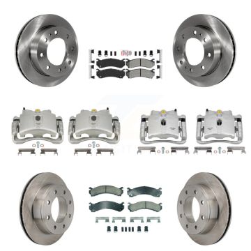 Front Rear Brake Caliper Rotors Ameribrakes Pad Kit (10Pc) For GMC Chevrolet Sierra 2500 KC8-102458N