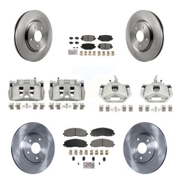 Front Rear Brake Caliper Rotors Semi-Metallic Pad Kit (10Pc) For 2014-2020 Dodge Journey KC8-102614N