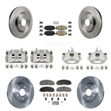 Front Rear Brake Caliper Rotors & Ameribrakes Pad Kit (10Pc) For 2014-2020 Dodge Journey KC8-102620N