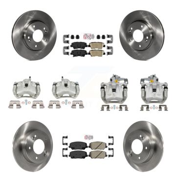 Front Rear Brake Caliper Rotor & Ceramic Pad Kit (10Pc) For 2014 Kia Forte LX with Sedan KC8-102684N