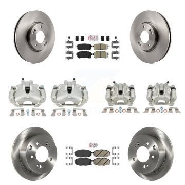 Front Rear Disc Brake Caliper Rotors And Ceramic Pads Kit (10Pc) For Kia Forte5 2.0L KC8-102693N