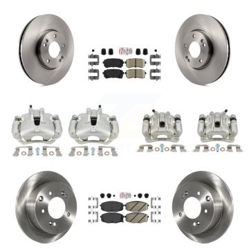 Front Rear Disc Brake Caliper Rotors And Ceramic Pads Kit (10Pc) For Kia Forte5 2.0L KC8-102694N
