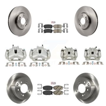 Front Rear Disc Brake Caliper Rotors And Ceramic Pads Kit (10Pc) For Kia Forte5 2.0L KC8-102695N