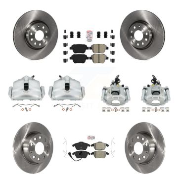 Front Rear Disc Brake Caliper Rotors And Semi-Metallic Pad Kit (10Pc) For Volkswagen GTI KC8-102705N