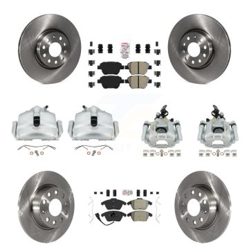 Front Rear Disc Brake Caliper Rotors And Semi-Metallic Pad Kit (10Pc) For Volkswagen GTI KC8-102706N