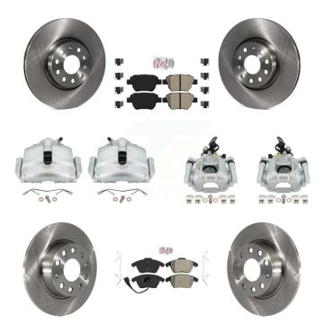 Front Rear Disc Brake Caliper Rotors And Semi-Metallic Pad Kit (10Pc) For Volkswagen GTI KC8-102707N
