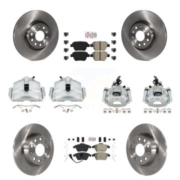 Front Rear Disc Brake Caliper Rotors And Semi-Metallic Pad Kit (10Pc) For Volkswagen GTI KC8-102708N