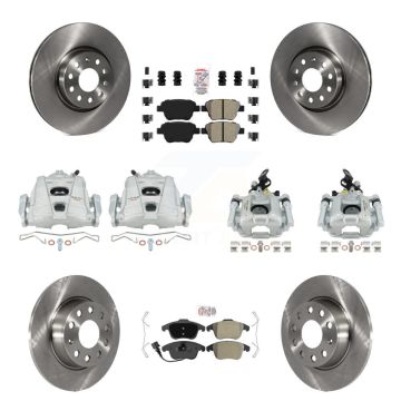 Front Rear Brake Caliper Rotors Semi-Metallic Pad Kit (10Pc) For 12-14 Volkswagen Passat KC8-102713N