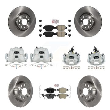 Front Rear Brake Caliper Rotors Semi-Metallic Pad Kit (10Pc) For 12-14 Volkswagen Passat KC8-102714N