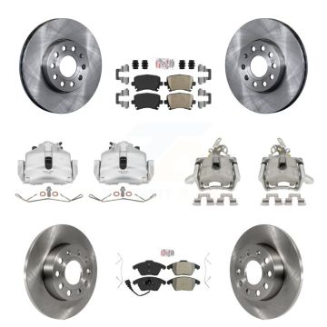 Front Rear Brake Caliper Rotors & Ameribrakes Pad Kit (10Pc) For 06-09 Volkswagen Rabbit KC8-102715N