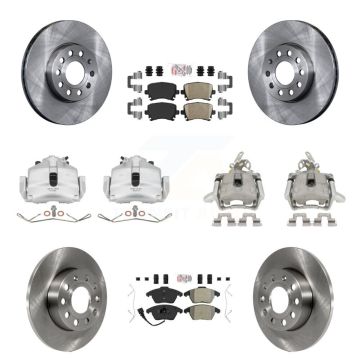 Front Rear Brake Caliper Rotors & Ameribrakes Pad Kit (10Pc) For 06-09 Volkswagen Rabbit KC8-102716N