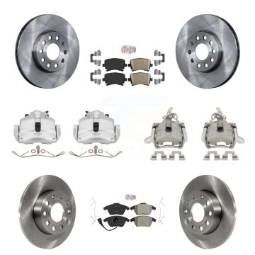 Front Rear Brake Caliper Rotors & Ameribrakes Pad Kit (10Pc) For 06-09 Volkswagen Rabbit KC8-102717N