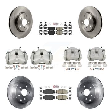 Front Rear Disc Brake Caliper Rotors Ceramic Pad Kit (10Pc) For 2014-2015 Toyota RAV4 LE KC8-102752N
