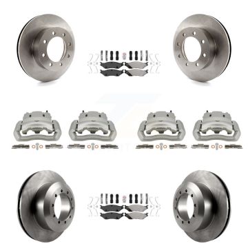 Front Rear Brake Caliper Rotors & Semi-Metallic Pad Kit (10Pc) For Ford E-550 Super Duty KC8-102763N