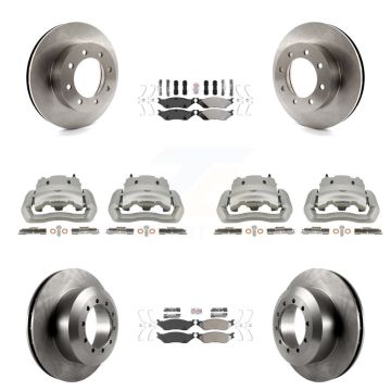 Front Rear Brake Caliper Rotors & Semi-Metallic Pad Kit (10Pc) For Ford E-550 Super Duty KC8-102764N