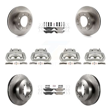 Front Rear Brake Caliper Rotors & Semi-Metallic Pad Kit (10Pc) For Ford E-550 Super Duty KC8-102768N