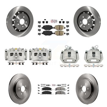 Front Rear Brake Caliper Rotor Semi-Metallic Pad Kit (10Pc) For Ford Explorer Flex Sedan KC8-102794N
