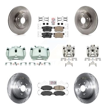 Front Rear Disc Brake Caliper Rotors Ceramic Pad Kit (10Pc) For 2012-2016 Honda CR-V FWD KC8-102825N