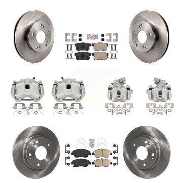 Front Rear Disc Brake Caliper Rotors Ceramic Pad Kit (10Pc) For 2013-2015 Acura ILX 1.5L KC8-102847N